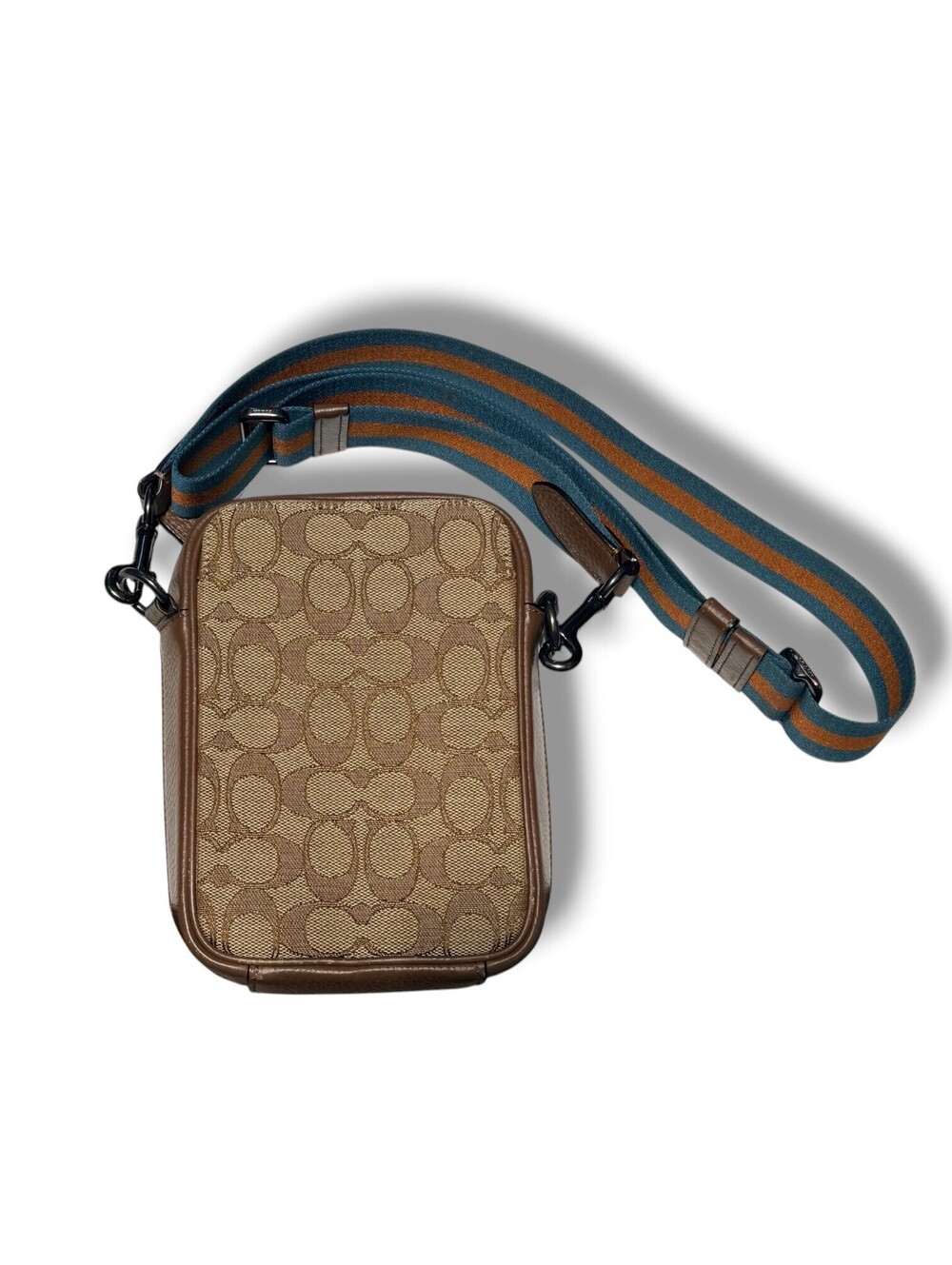 Coach C8237 Stanton Signature Jacquard Crossbody Bag Khaki Brown Striped Strap